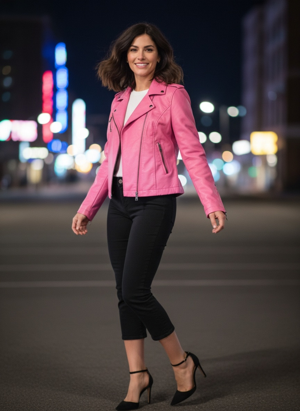 Levi Strauss & Co. Women's Pink Faux Leather Moto Biker Jacket